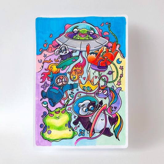 Cartes à colorier JULIESBUDDIES x4 Thème Espace