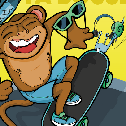 Carte postale JULIESBUDDIES Singe Skater