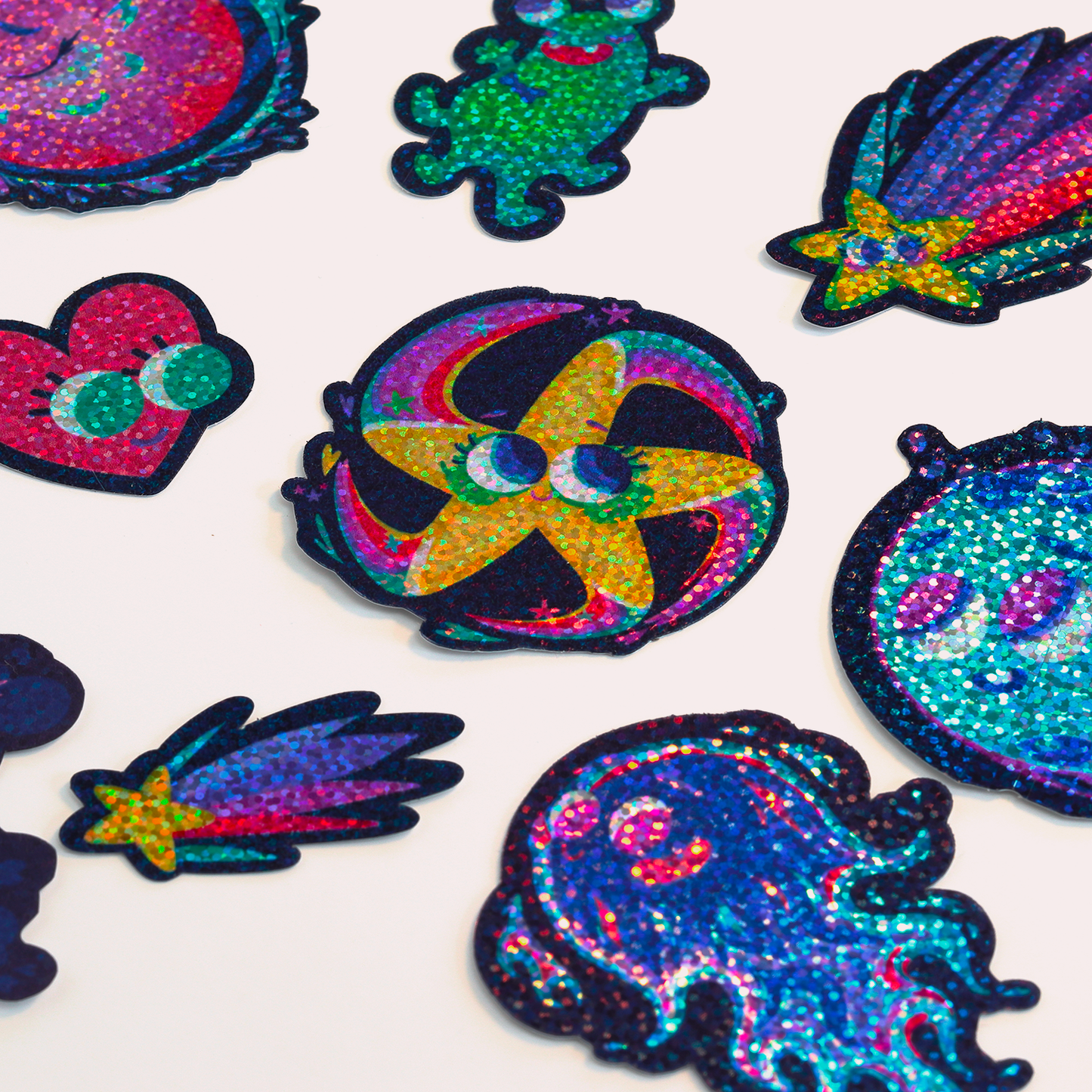 JULIESBUDDIES 10 glitter Space stickers pack