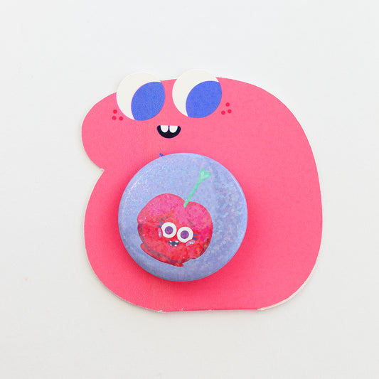 JULIESBUDDIES Badge Rond en métal "Pomme d'Amour"