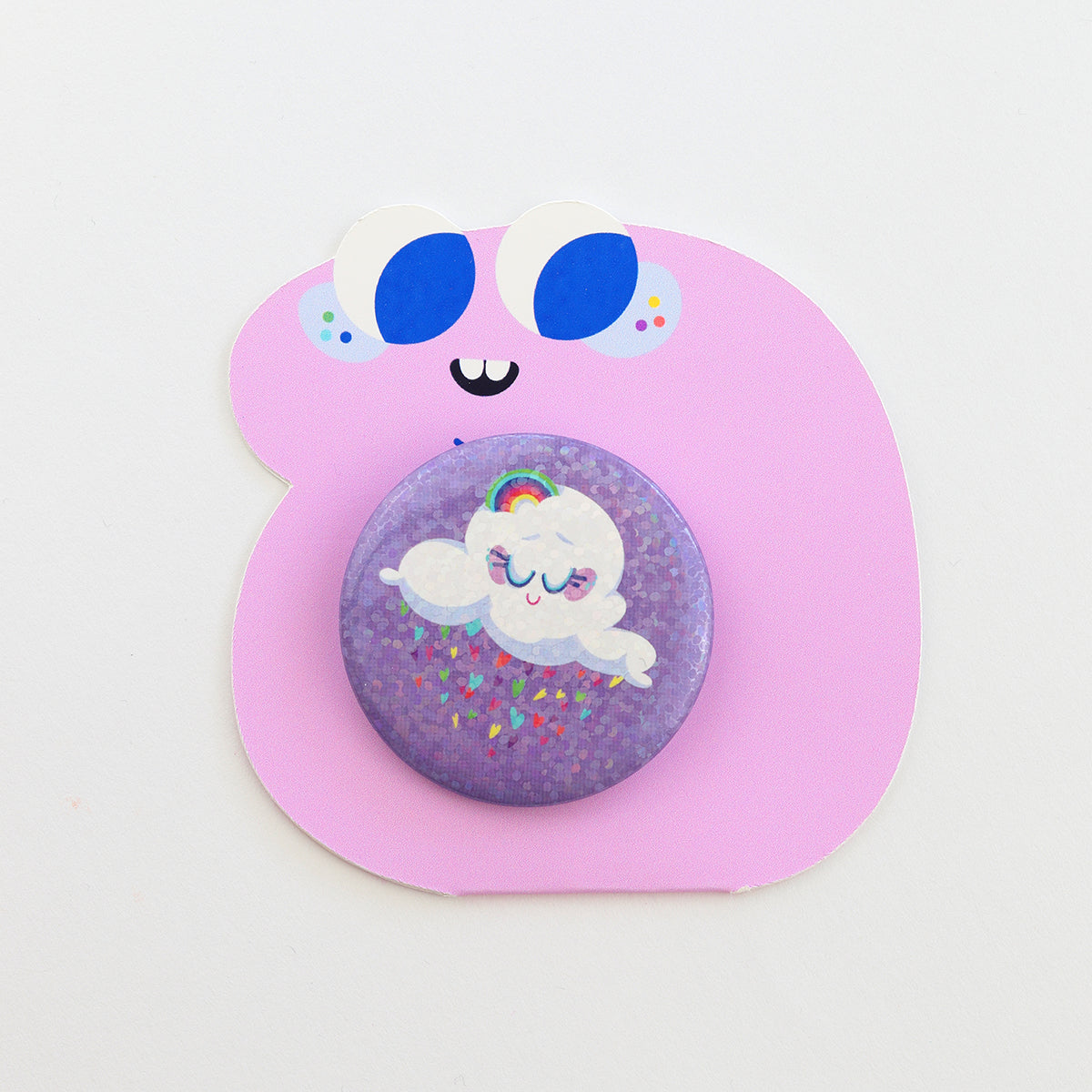 JULIESBUDDIES Badge Rond en métal "Nuage Arc-en-ciel"