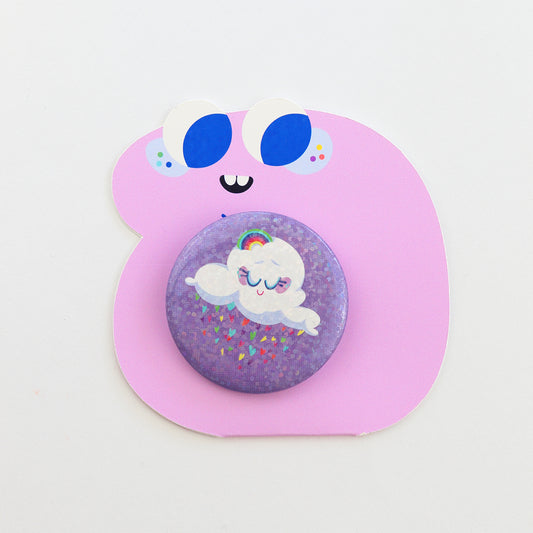 JULIESBUDDIES Badge Rond en métal "Nuage Arc-en-ciel"