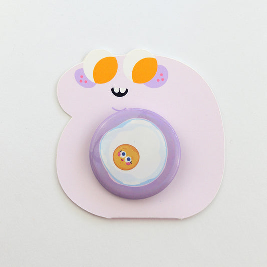 JULIESBUDDIES Badge Rond en métal "Oeuf au plat"