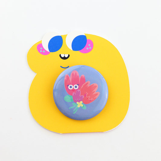 JULIESBUDDIES Badge Rond en métal "Fleurs câlines"