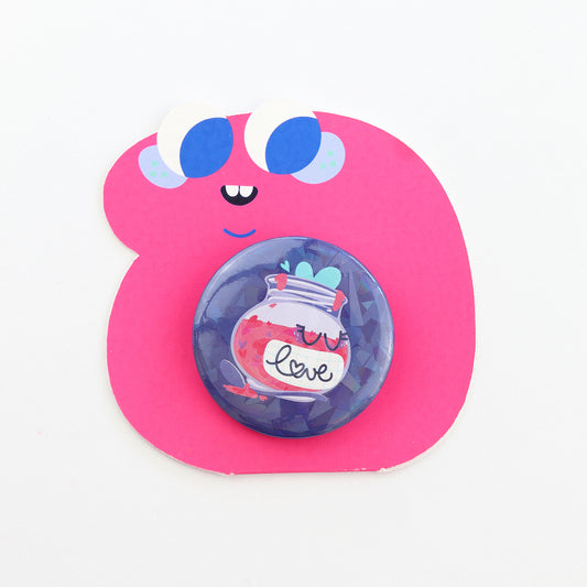 JULIESBUDDIES Badge Rond en métal "Confiture d'Amour"