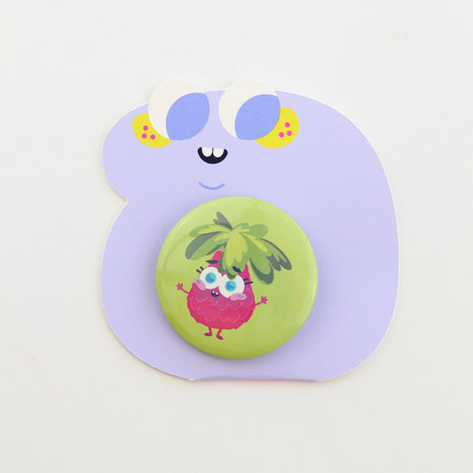 JULIESBUDDIES Badge Rond en métal "Ananas rose"