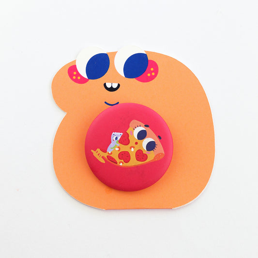 JULIESBUDDIES Badge Rond en métal "Pizza au fromage"