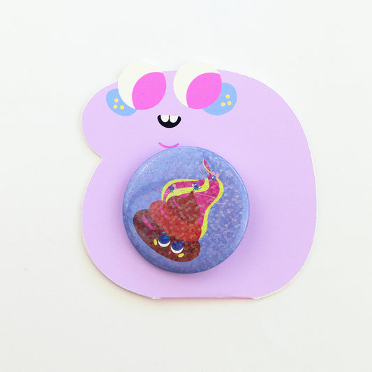 JULIESBUDDIES Badge Rond en métal "Crotte mignonne"