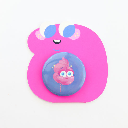 JULIESBUDDIES Badge Rond en métal "Barbe à Papa"