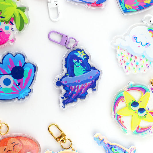 JULIESBUDDIES Porte-clés Extraterrestre en OVNI en Acrylique