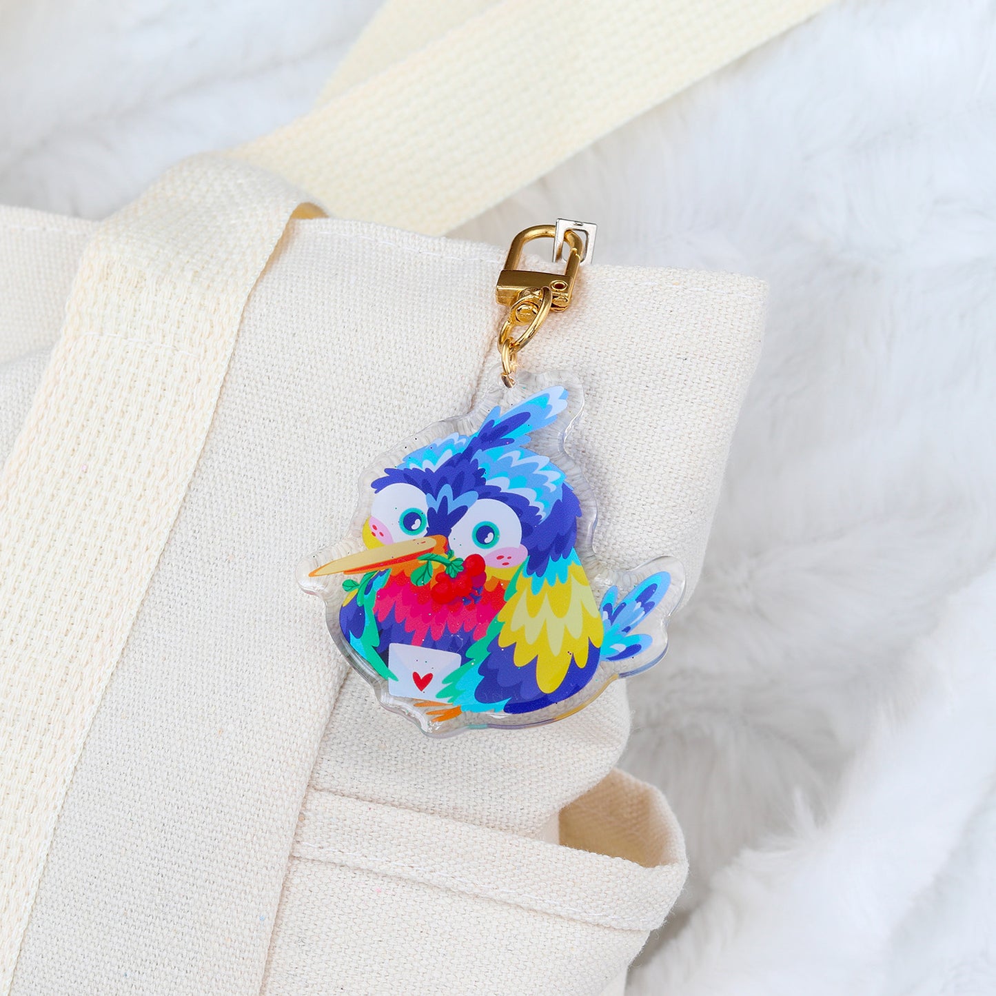 JULIESBUDDIES Porte-clés Oiseau Messager en Acrylique