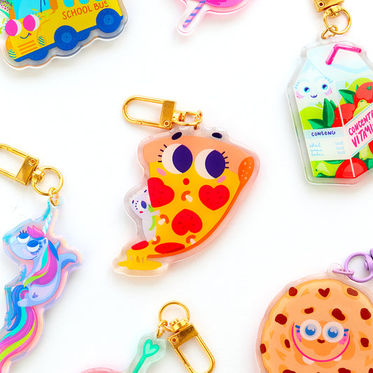 JULIESBUDDIES Porte-clés Pizza au fromage en Acrylique