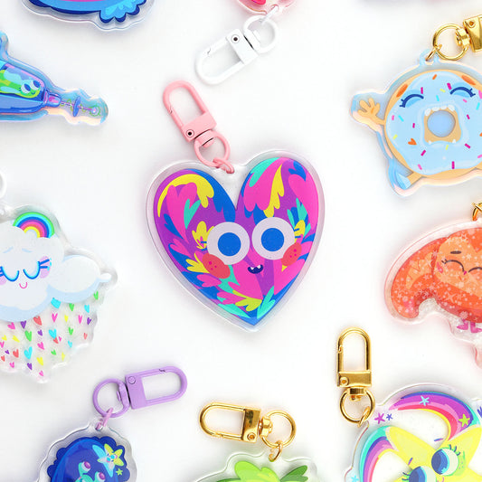 JULIESBUDDIES Porte-clés Coeur pailleté en Acrylique