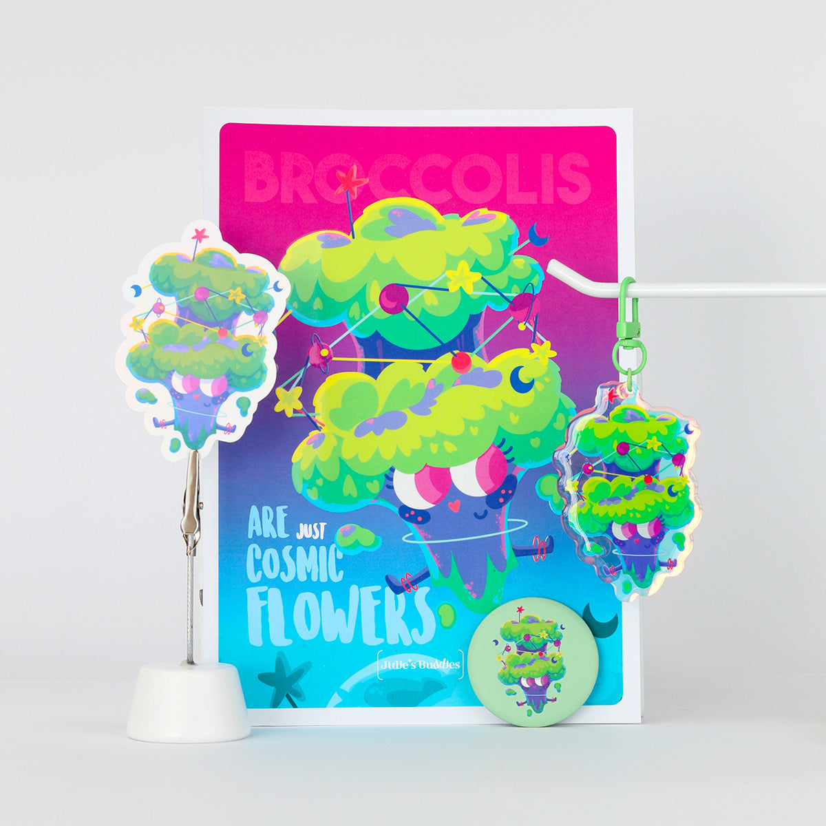 JULIESBUDDIES Porte-clés Brocoli Cosmique en Acrylique