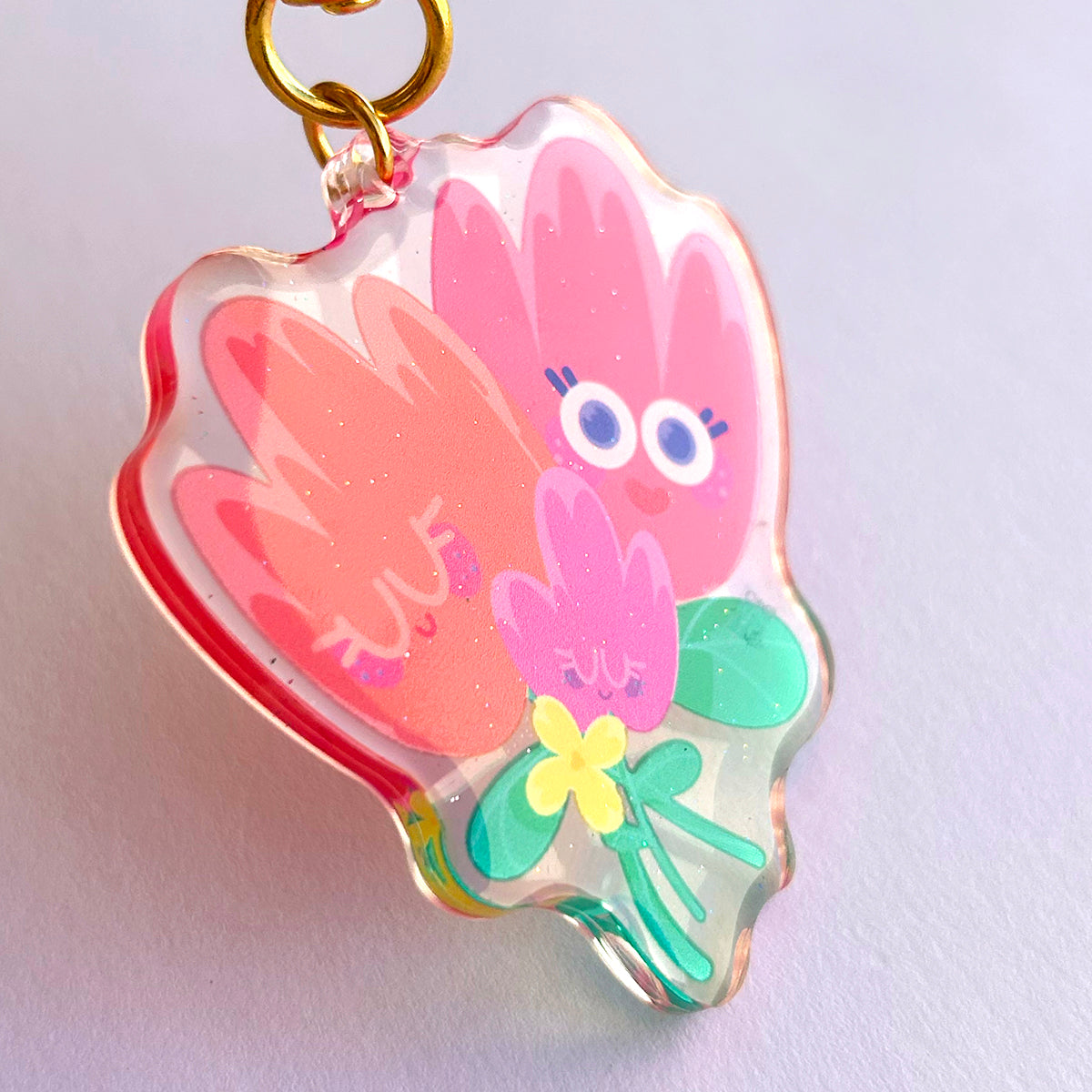 JULIESBUDDIES Flower Hug Acrylic Keychain