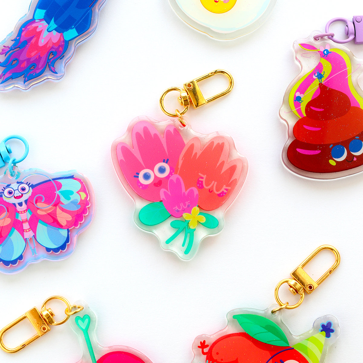 JULIESBUDDIES Flower Hug Acrylic Keychain