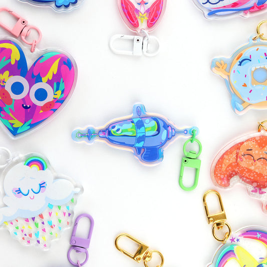 JULIESBUDDIES Porte-clés Pistolet Laser en Acrylique