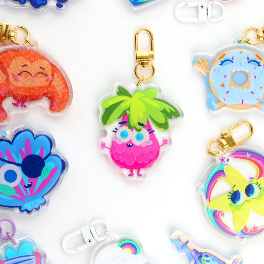 JULIESBUDDIES Porte-clés Ananas Rose en Acrylique