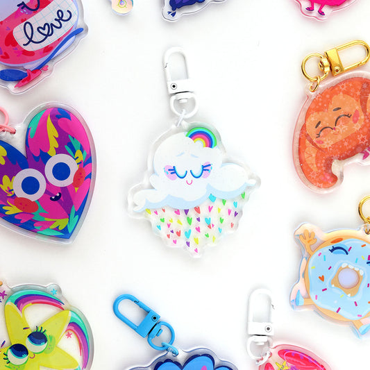 JULIESBUDDIES Porte-clés Nuage Arc-en-ciel en Acrylique