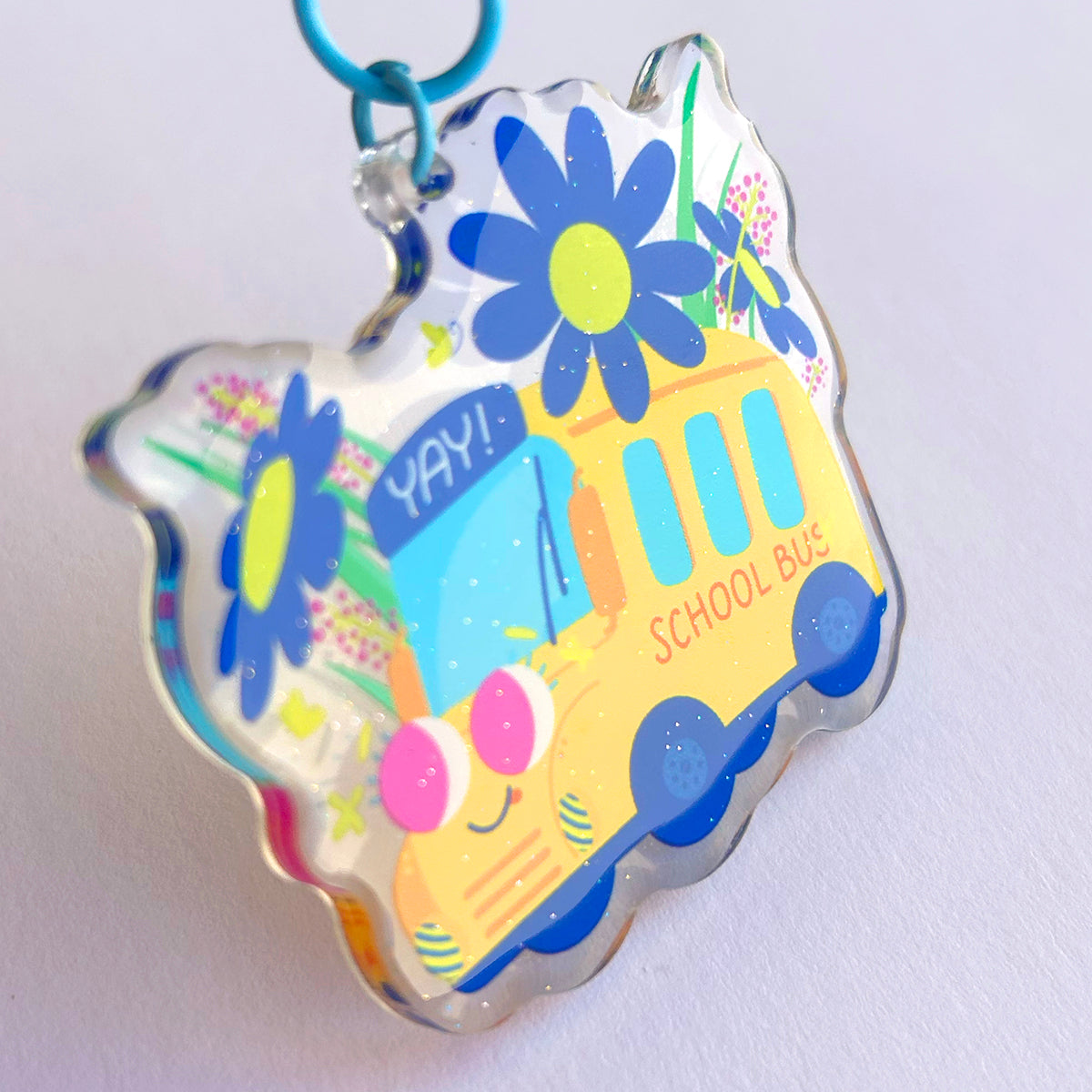 JULIESBUDDIES Porte-clés Bus Scolaire jaune en Acrylique