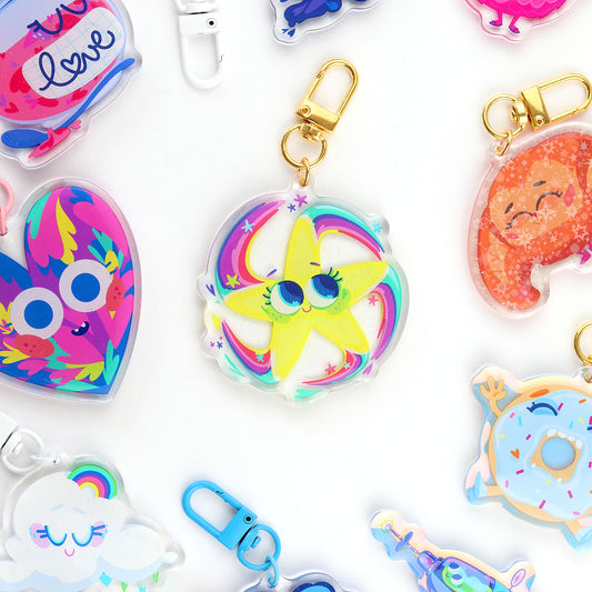 JULIESBUDDIES Porte-clés Étoile Scintillante en Acrylique