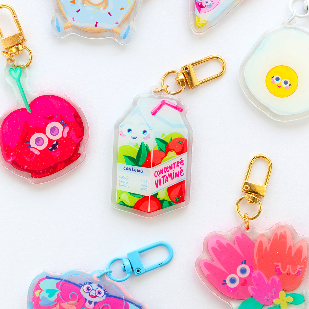 JULIESBUDDIES Vitamin Juice Pack Acrylic Keychain