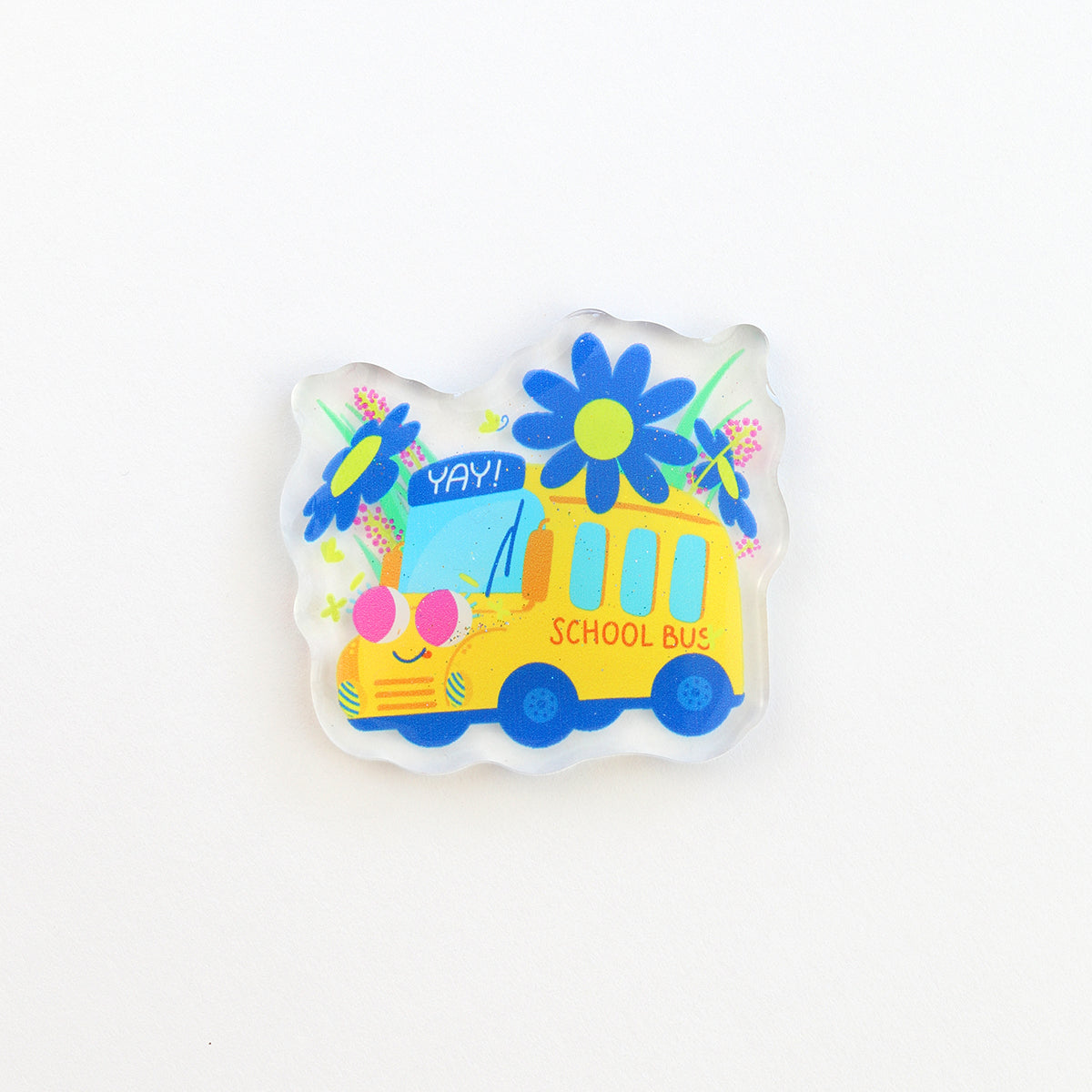 JULIESBUDDIES Aimant en Acrylique Bus Scolaire Jaune