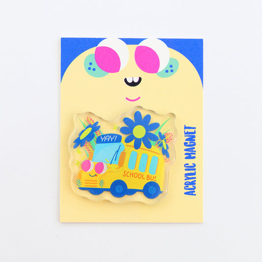 JULIESBUDDIES Yellow School Bus Acrylic Magnet