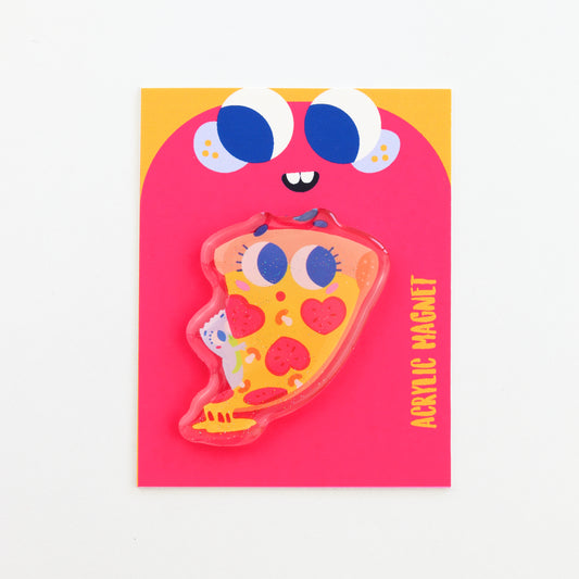 JULIESBUDDIES Cheesy Pizza Acrylic Magnet