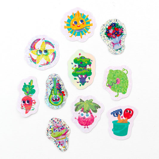 JULIESBUDDIES Pack de 10 mini-autocollants - Version verte MINEEZ