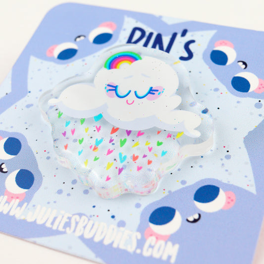 JULIESBUDDIES Pins Nuage arc-en-ciel en Acrylique