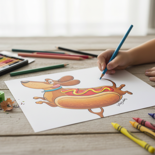 Coloriage à imprimer - Chien Saucisse