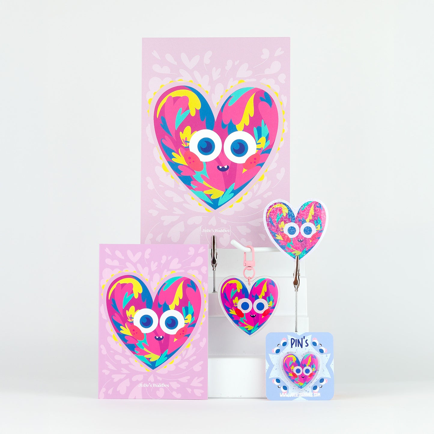 JULIESBUDDIES Pins Coeur Coloré en Acrylique