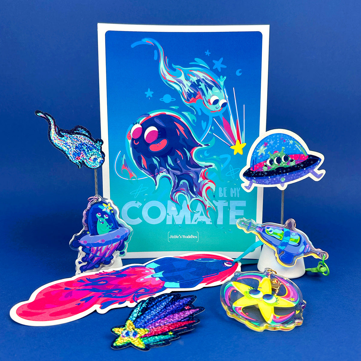 JULIESBUDDIES Alien in UFO Individual Sticker