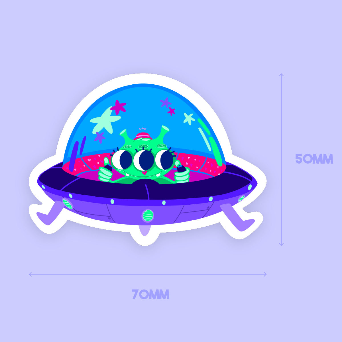 JULIESBUDDIES Alien in UFO Individual Sticker
