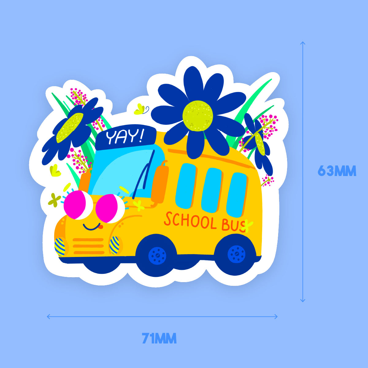JULIESBUDDIES Autocollant individuel Bus scolaire jaune