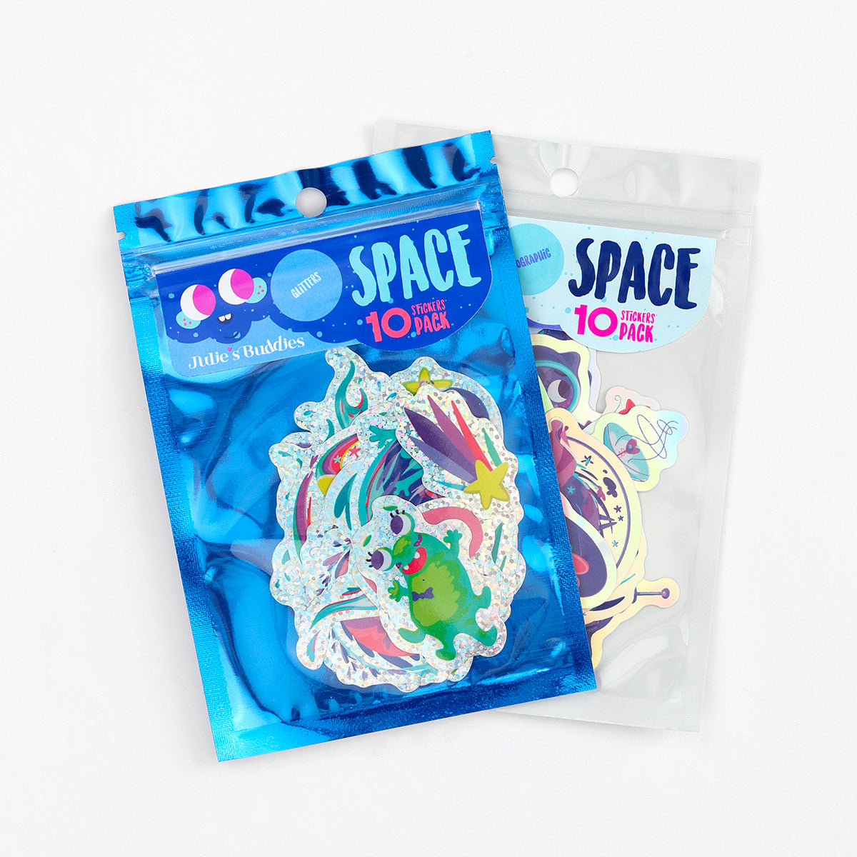 Stickers JULIESBUDDIES Pack de 10 autocollants spatiaux pailletés