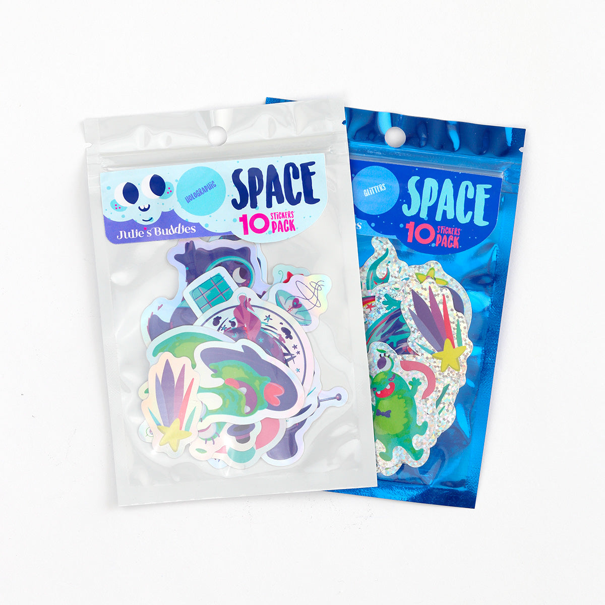 Stickers JULIESBUDDIES Pack de 10 autocollants spatiaux holographiques