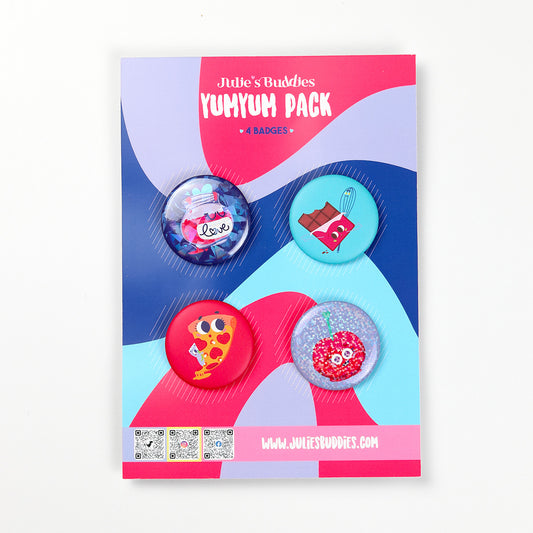 JULIESBUDDIES Pack Yum Yum (Miam Miam) - Lot de badges