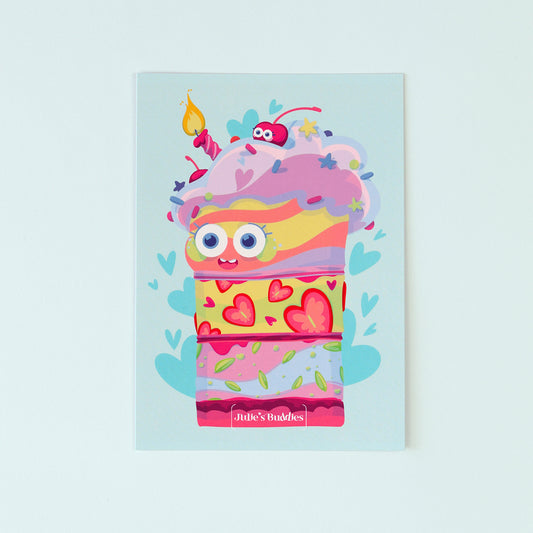 JULIESBUDDIES Birthday Cake Postcard