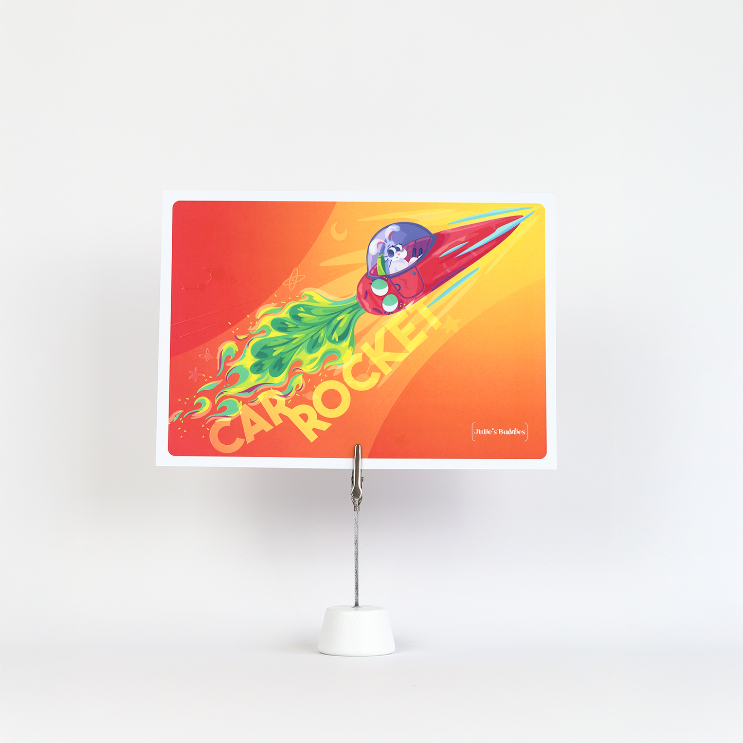 JULIESBUDDIES Postcard “Carrocket” Cosmic Carrot Ride