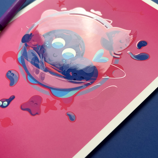 Carte postale JULIESBUDDIES Maman Planète et ses bébés