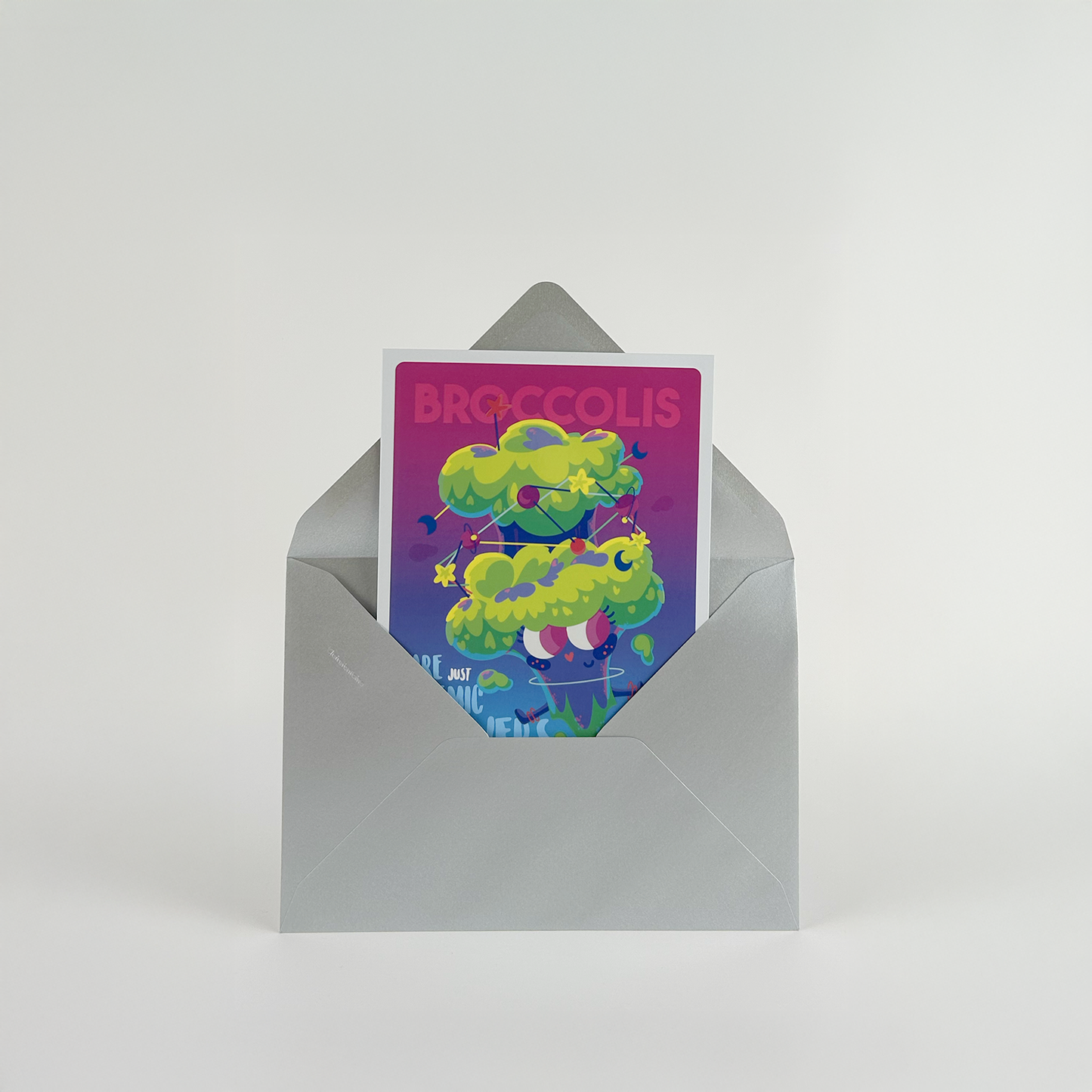JULIESBUDDIES Postcard “Broccolis are just cosmic flowers” Space Greens