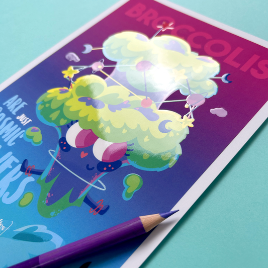 Carte postale JULIESBUDDIES “Broccolis are just cosmic flowers” Légume de l'Espace
