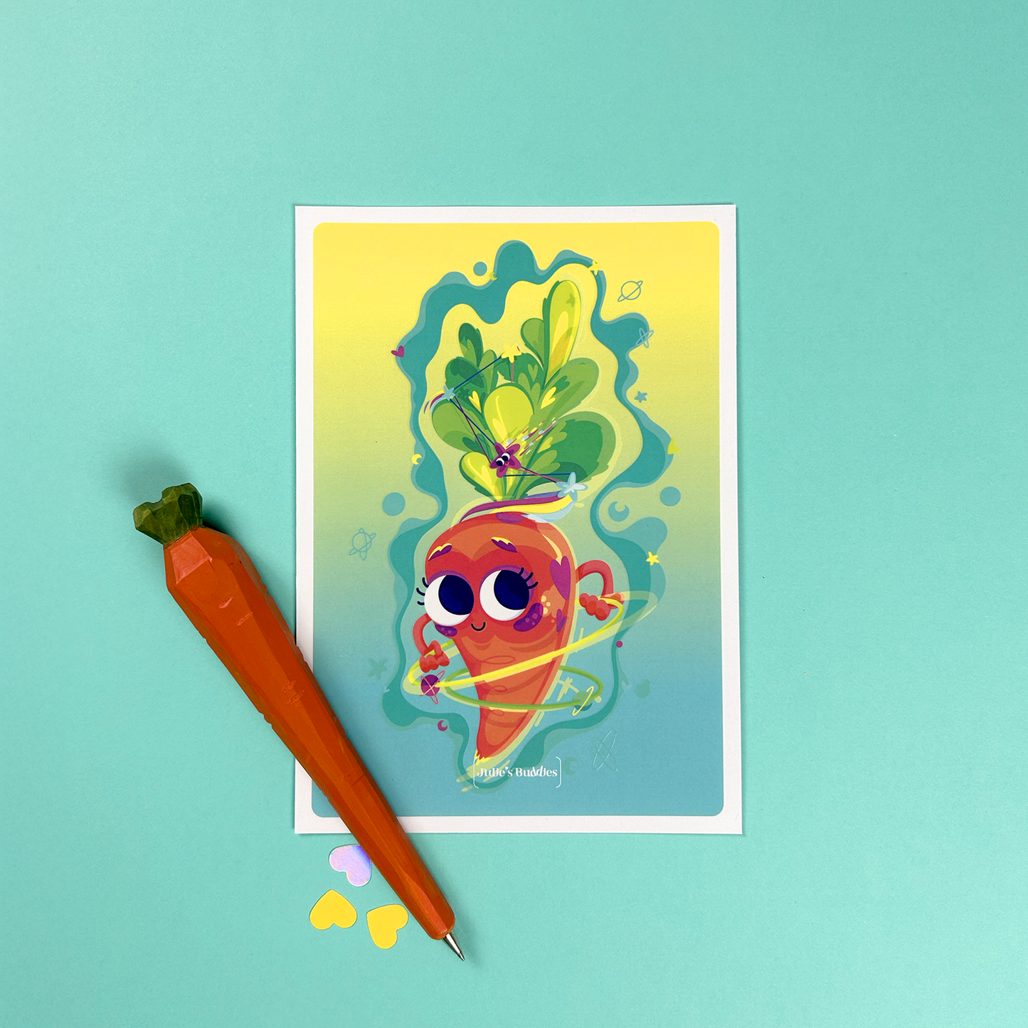 JULIESBUDDIES Postcard Cosmic Carrot