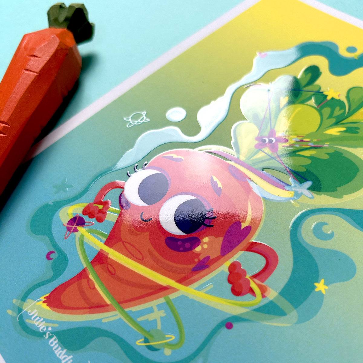 JULIESBUDDIES Postcard Cosmic Carrot