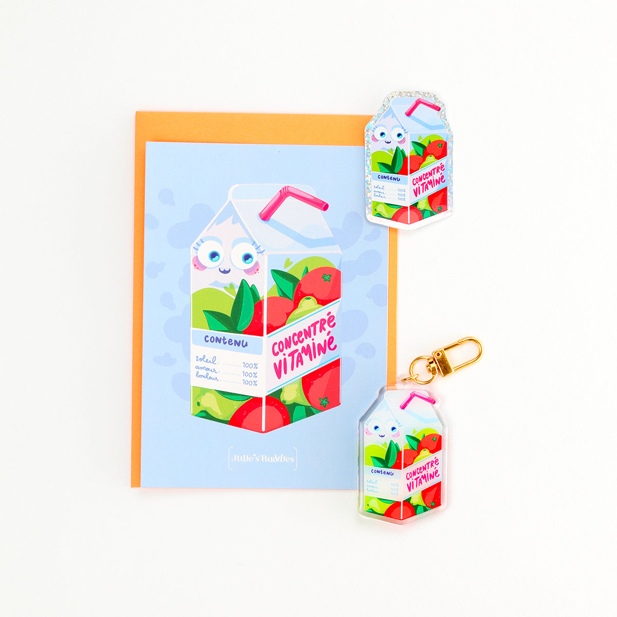 JULIESBUDDIES Vitamin Juice Pack Acrylic Keychain