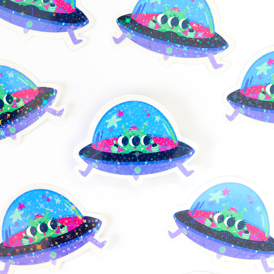 JULIESBUDDIES Autocollant individuel Alien en soucoupe