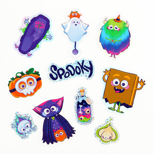 Stickers JULIESBUDDIES Pack de 10 autocollants d'Halloween holographiques