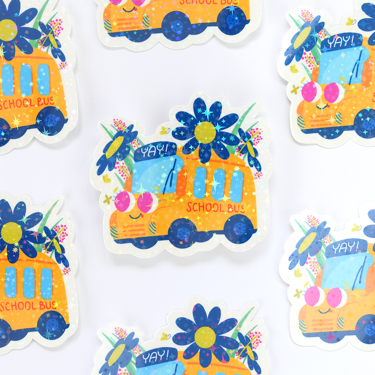 JULIESBUDDIES Autocollant individuel Bus scolaire jaune